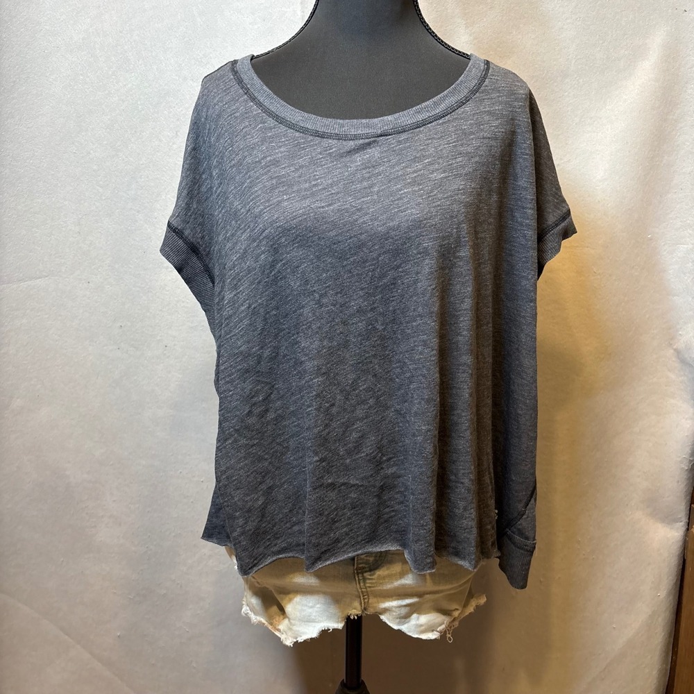 FP Movement Free People Charcoal Grey Open Back Crisscross Activewear Top NWT